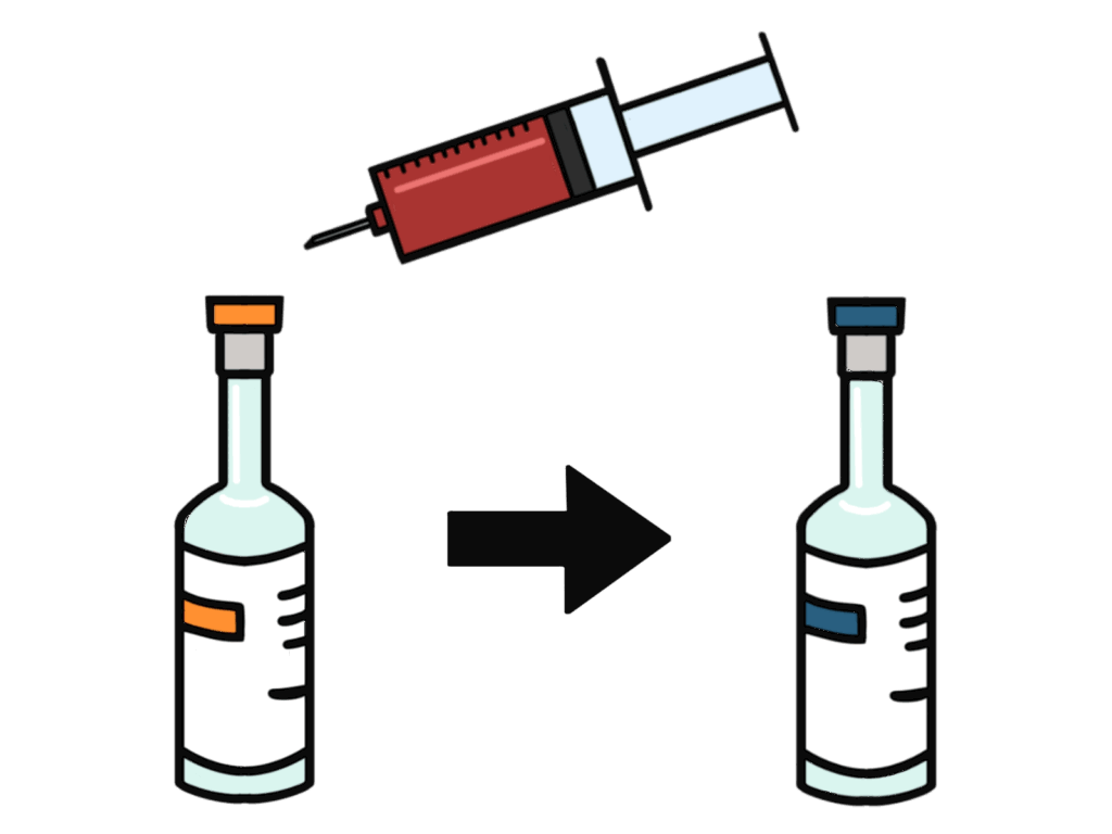 4. 血液をボトルに注入する順番