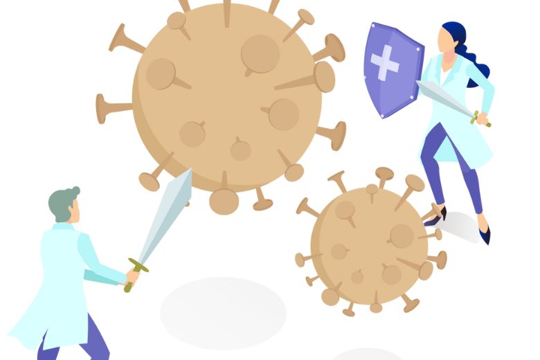 ウイルスと戦う免疫イラスト