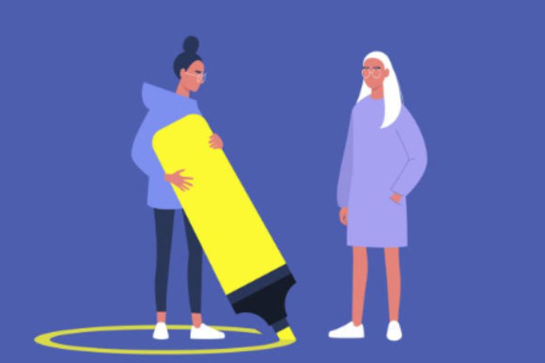 自分を線で囲むイラスト