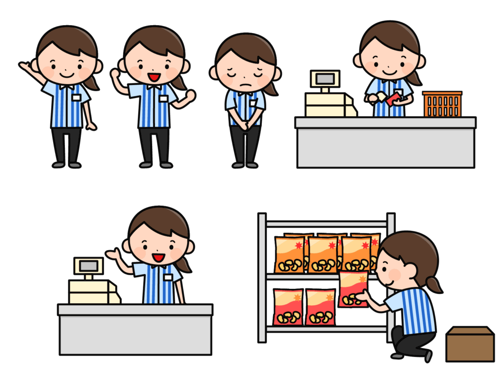1. コンビニ店員（＝マルチタスクな業務）